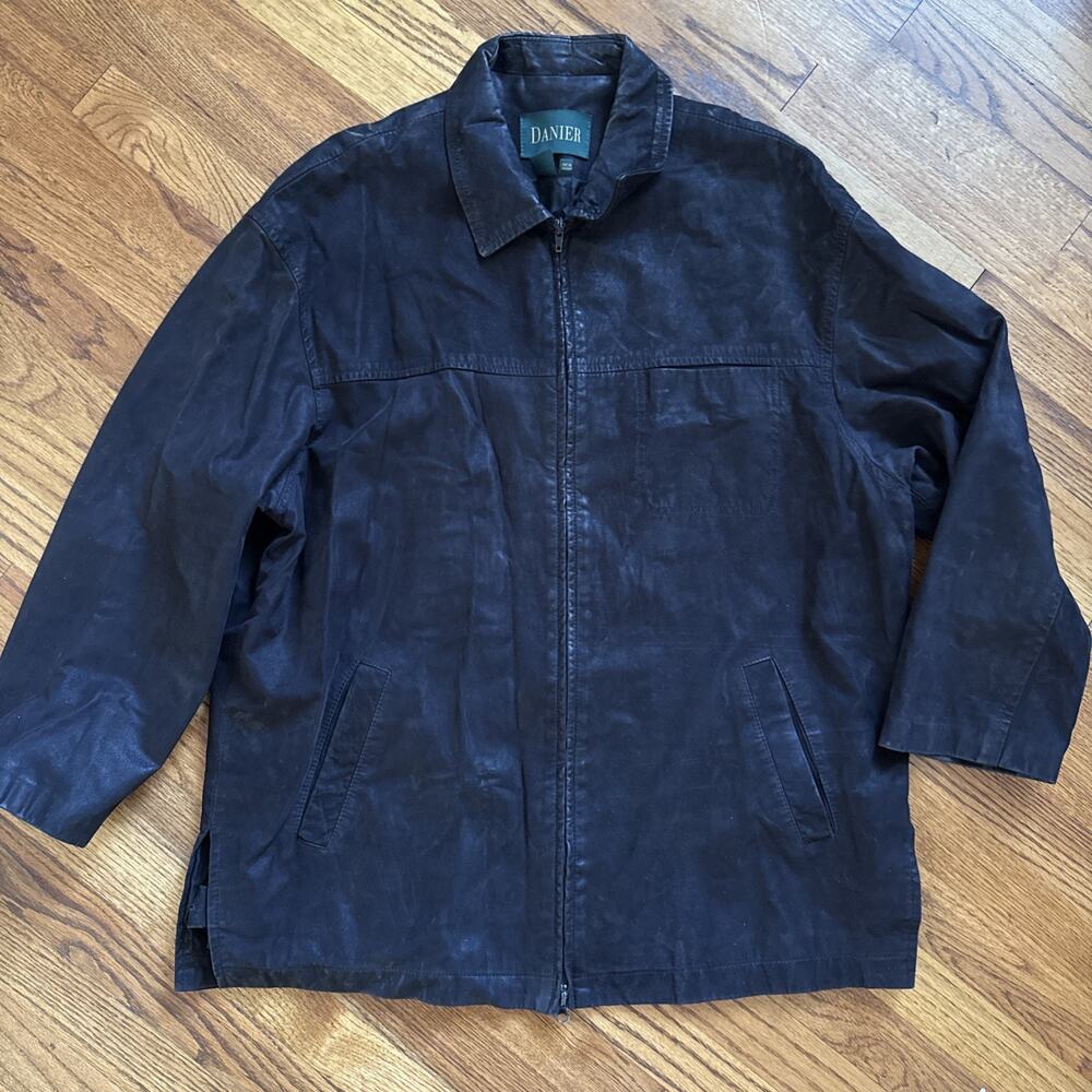 danier mens Black suede leather jacket size L C20